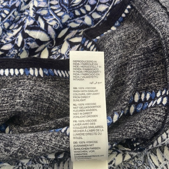 Fat Face Blue Anna Batik Midi Dress Blue White Sleeveless with Pockets 18 Short - Picture 12 of 17